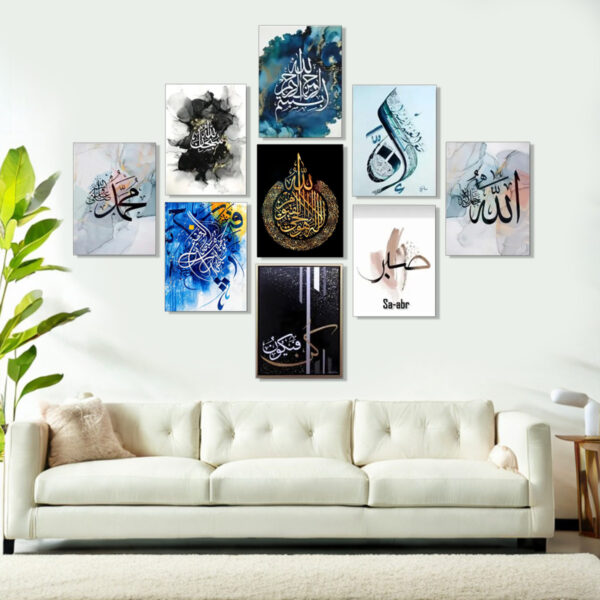 Home decoration item 9 pcs wall decor photo on wall canvas art decor for home easy set up with bothside tape - Image 5