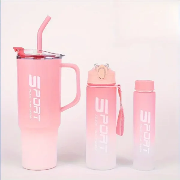 (Pack of 3) Water Bottles Set, Sports Water Cups, Portable Drinking Cups, Summer Drinkware, For Outdoor Camping, Hiking, Fitness (Random Color) - Image 10