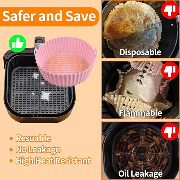 Silica Gel Baking Tray | Airfryer Silicone Pot | Silicone Round Air Fryer Liner With Handle Non-stick Heat Resistant (Random color) - Image 9