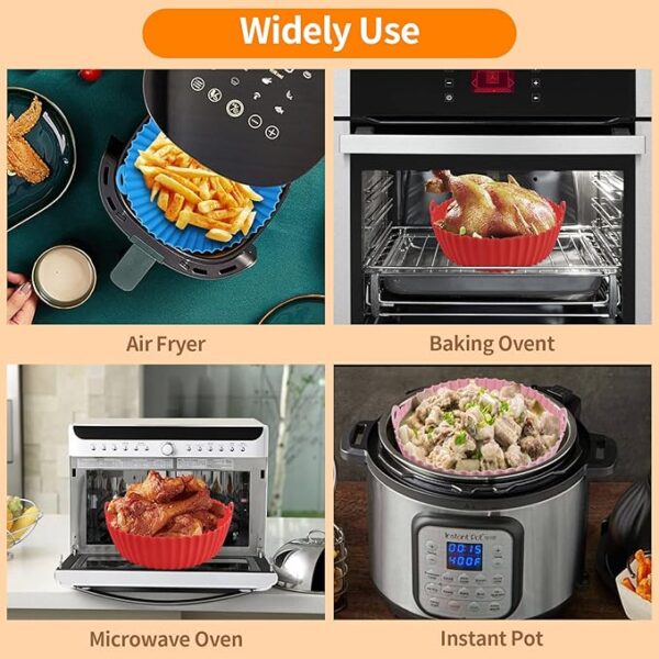 Silica Gel Baking Tray | Airfryer Silicone Pot | Silicone Round Air Fryer Liner With Handle Non-stick Heat Resistant (Random color) - Image 10