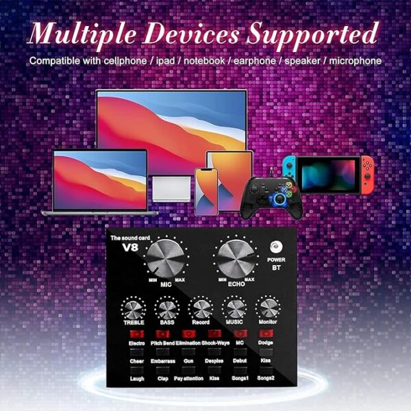 Podcast Mic Set With Live Sound Card,condenser Microphone With Rechargeable 12 Kinds Of Auxiliary Background For Karaoke Singing, Youtube Recording - Image 7