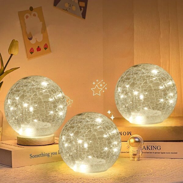 Globe Ball LED Lamp Battery Operated, Lighted Glass Orb for Festival Christmas Decoration, Gold Mercury Glass Ball Light - Image 8