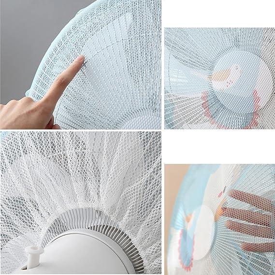 Pedestal fan cover net for kids safety | Mesh Fan Cover Thin Mesh Fan Guard Fan Mesh Covers for Kids Children Finger Safety (Blue) - Image 3