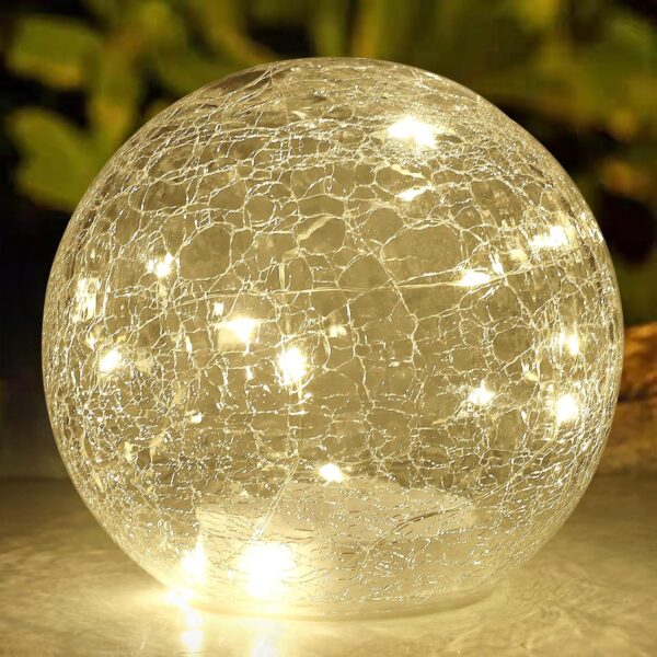 Globe Ball LED Lamp Battery Operated, Lighted Glass Orb for Festival Christmas Decoration, Gold Mercury Glass Ball Light - Image 5