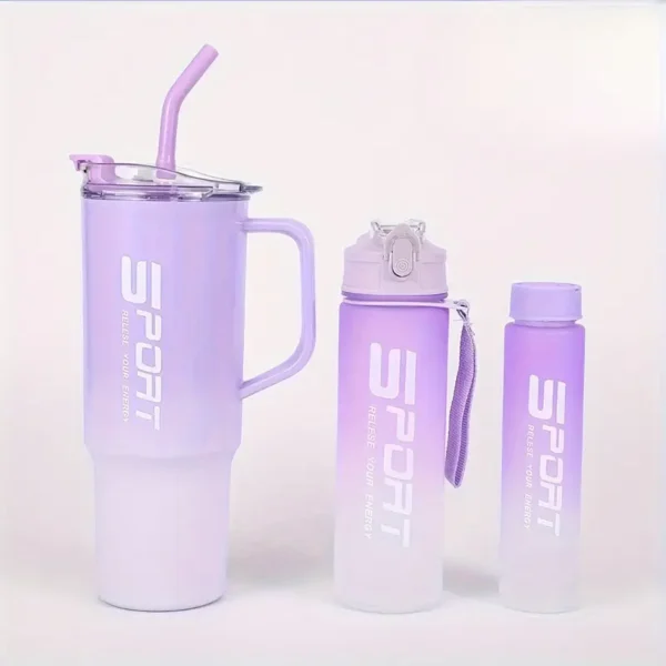 (Pack of 3) Water Bottles Set, Sports Water Cups, Portable Drinking Cups, Summer Drinkware, For Outdoor Camping, Hiking, Fitness (Random Color) - Image 11