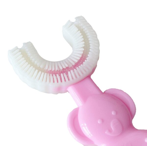 1 PC - 360 Degree U-Shaped Baby Tooth brush Children Child Tooth brush Teeth Brush Silicone Kids Teeth Oral Care Cleaning (random color) - Image 4