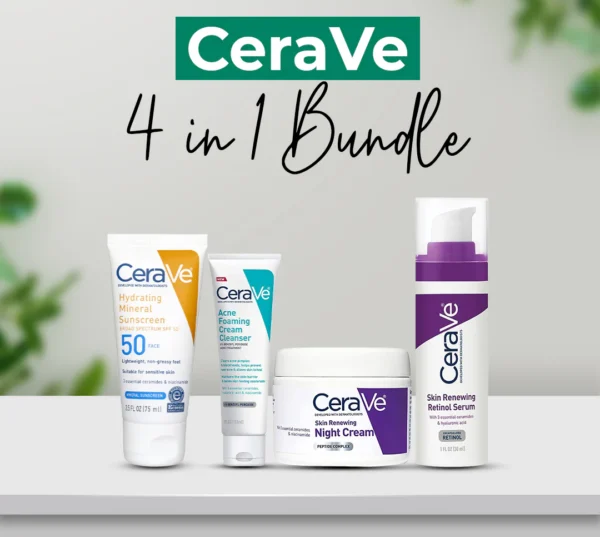 CeraVe 4 in 1 Skincare Kit Night Cream, Sunblock, Cleanser & Serum for Radiant Skin - Image 3