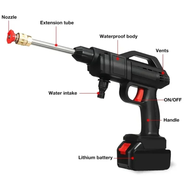 Automatic Cordless Wireless Car Wash Spray Gun High Pressure 48v Lithium Water Jet Foam Car Washer Gun(single battery ) - Image 18