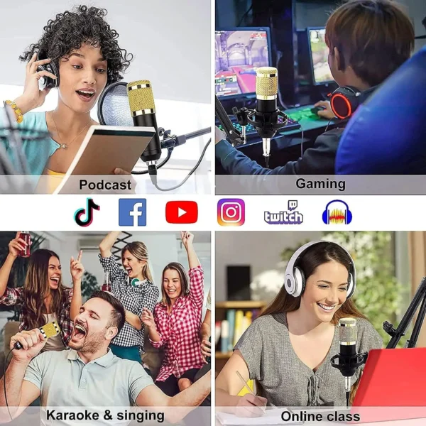 Podcast Mic Set With Live Sound Card,condenser Microphone With Rechargeable 12 Kinds Of Auxiliary Background For Karaoke Singing, Youtube Recording - Image 11