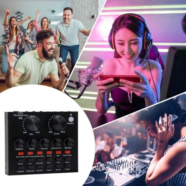 Podcast Mic Set With Live Sound Card,condenser Microphone With Rechargeable 12 Kinds Of Auxiliary Background For Karaoke Singing, Youtube Recording - Image 12