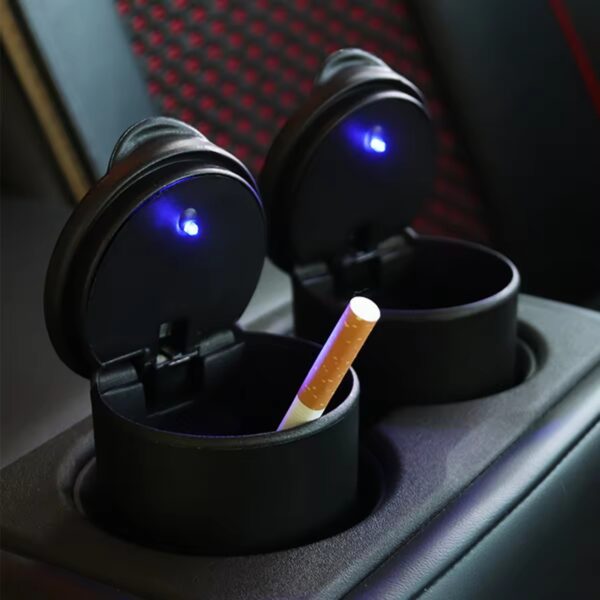 Universal Car Astray Black with light | LED Portable Car Truck Auto Office Cigarette Ashtray Holder Cup - Black - Image 5