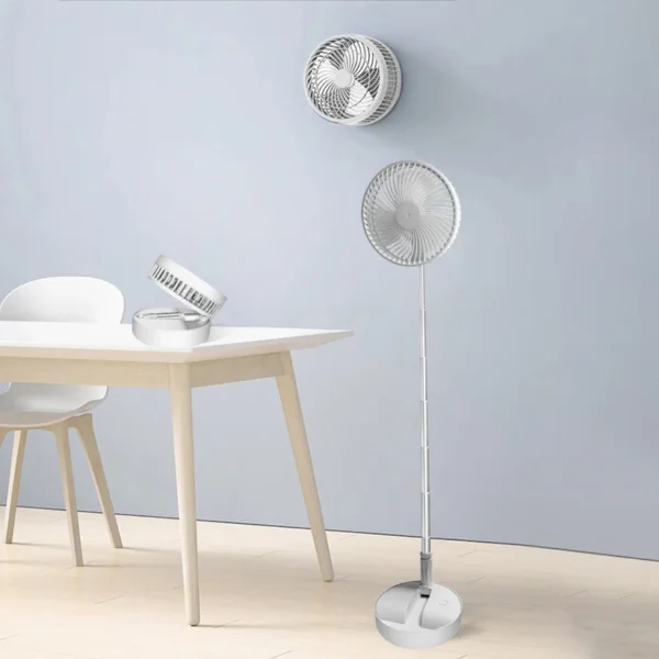 Long Stand Rechargeable Portable Folding Fan | Extendable Floor & Desktop Fan: Silent, Powerful, Portable (Random color) - Image 14