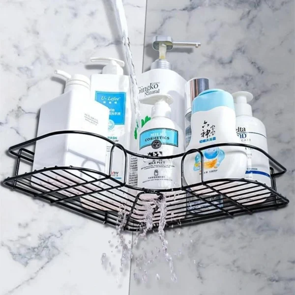 Metal Corner Rack For Bathroom & Kitchen | Bathroom Metal Shelf Organizer | Storage Rack Corner Frame Shampoo Storage Holder | Wall Mount Bathroom Accessories (Without Hook) - Image 6
