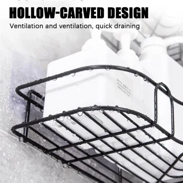 Metal Corner Rack For Bathroom & Kitchen | Bathroom Metal Shelf Organizer | Storage Rack Corner Frame Shampoo Storage Holder | Wall Mount Bathroom Accessories (Without Hook) - Image 10