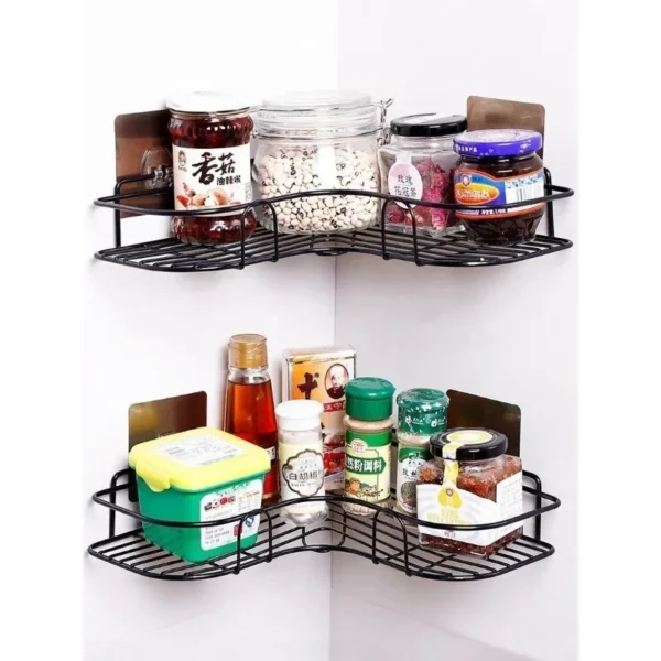 Metal Corner Rack For Bathroom & Kitchen | Bathroom Metal Shelf Organizer | Storage Rack Corner Frame Shampoo Storage Holder | Wall Mount Bathroom Accessories (Without Hook) - Image 4