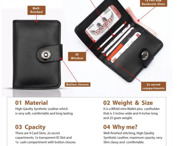 Plain Leather Minimool Button Closure Wallet Smart Wallet for Male And Female Easy To Carry, Stylish And Slim (random color) - Image 6