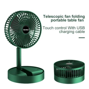 Rechargeable - Portable Telescopic Folding Fan | USB Foldable | Table Desk Fan | Telescopic Design Floor | 3 Speeds Adjustable height Fan (Random color)
