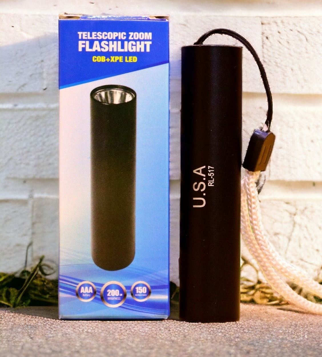 LED 517 Telecopic Zoom flashlight Cob+Xpe Handheld Rechargeable Flashlight USB Charging