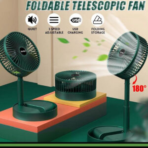 Rechargeable - Telescopic Folding Fan | USB Foldable ,Portable | Table Desk Fan | Telescopic Design Floor | 3 Speeds Adjustable height Fan(random color )