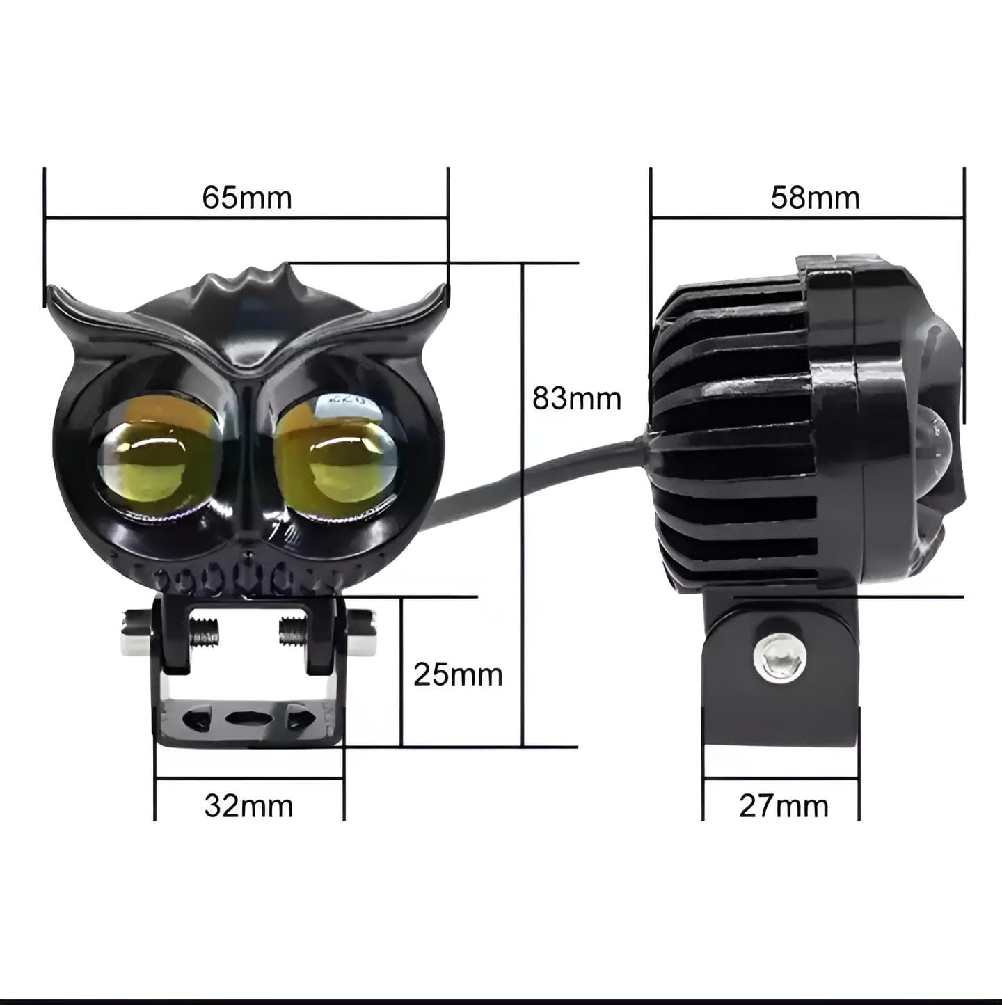 OWL Shape Fog Yellow-White & Flash light Low & High Beam Owl Plastic Body Spot Light for All Cars And Bikes 9V-60V 40W - Image 4