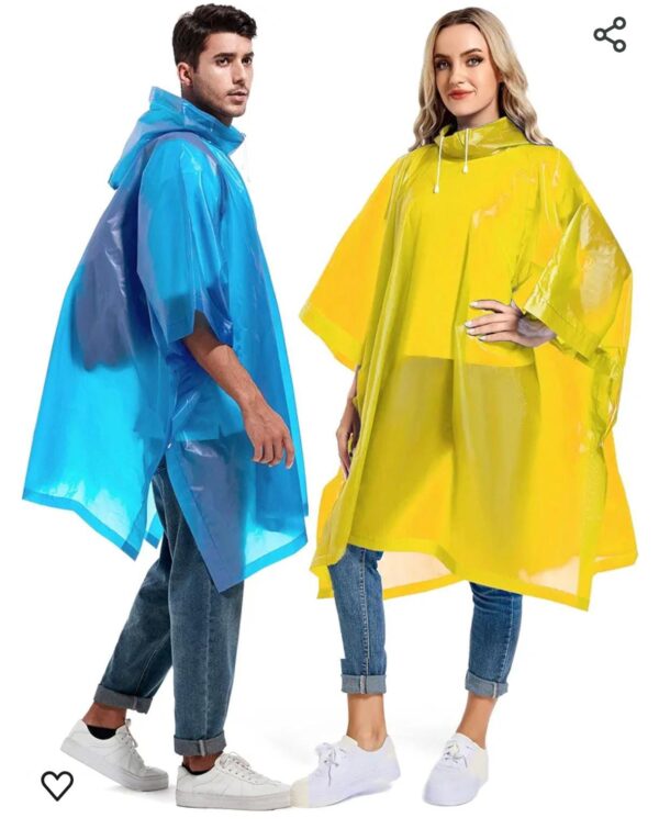 Rain Ponchos for Adults Reusable - Raincoats Survival Emergency Heavy Duty Rain Coat with Drawstring Hood (Random colors) - Image 4