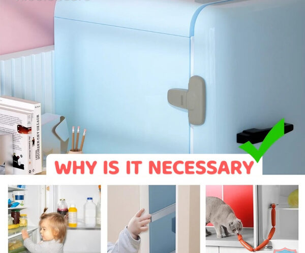 Child Safety Fridge Lock , Baby Safety Refrigerator Freezer Door Lock, No Tools Need or Drill - Image 5