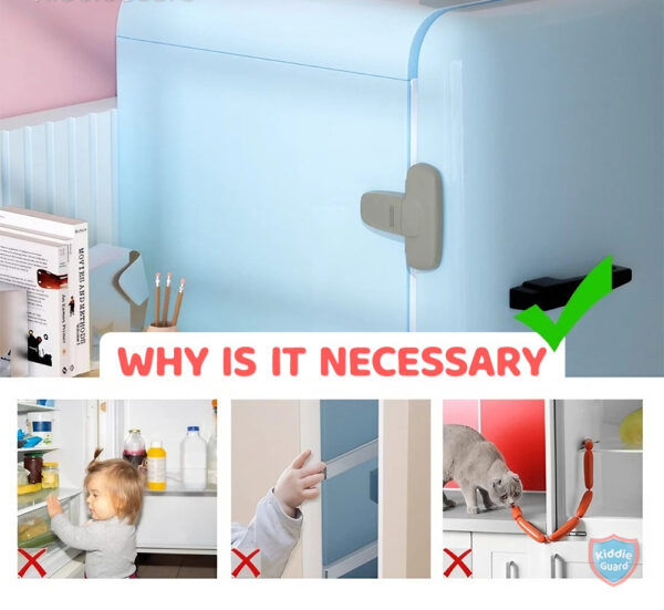 Child Safety Fridge Lock , Baby Safety Refrigerator Freezer Door Lock, No Tools Need or Drill - Image 11