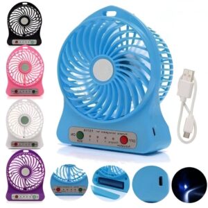 Portable Mini USB Fan Rechargeable Battery | 3-Level Speed Adjustable Electric Cooling Desktop Fan (Random Colors)