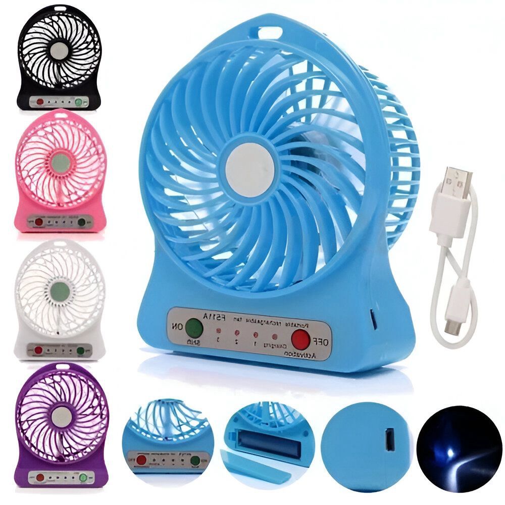 Portable Mini USB Fan Rechargeable Battery | 3-Level Speed Adjustable Electric Cooling Desktop Fan (Random Colors)