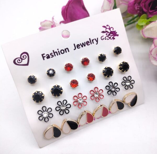 Trendy Artificial Stones Ear Studs - Multi Heart