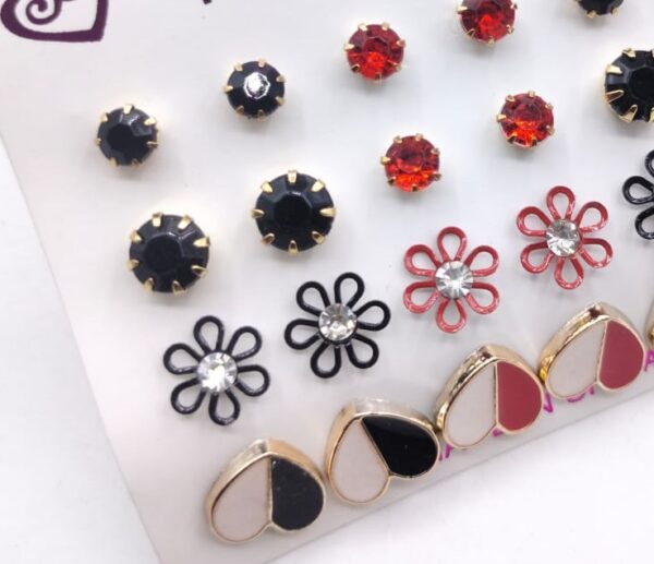 Trendy Artificial Stones Ear Studs - Multi Heart - Image 2