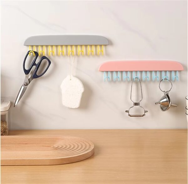 8 Hooks Multi-Purpose Hook and Adhesive Hanger for Kitchen Bathroom Cabinet (Random color) - Image 3