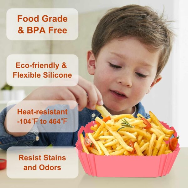(1 pcs )Air Fryer Tray Silicone Liners | Silica Gel Baking Tray | Silicone Round Air Fryer Liner With Handle Non-stick Heat Resistant (Random color) - Image 6