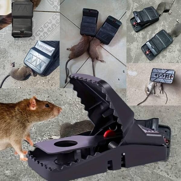 Best Seller  Catcher Automatic Spring Reusable Plastic Black Rat Mice Mouse Traps - Image 3