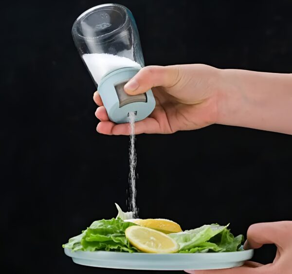 Sealed Seasoning quantitative Bottle salt pepper condiment Dispenser Glass Spice Jar | Salt Control Bottle Press - 180ml (random color) - Image 11