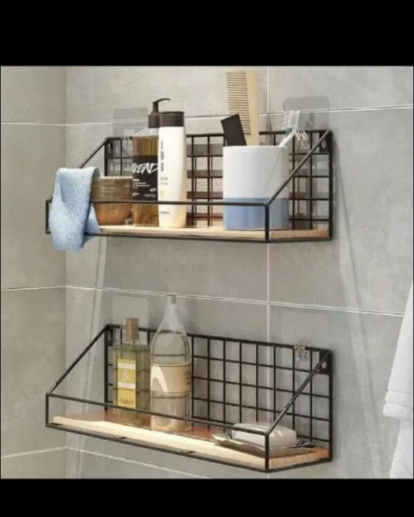 LARGE SIZE WALL MOUNTED METAL AND WOOD BASE RACK - Image 2