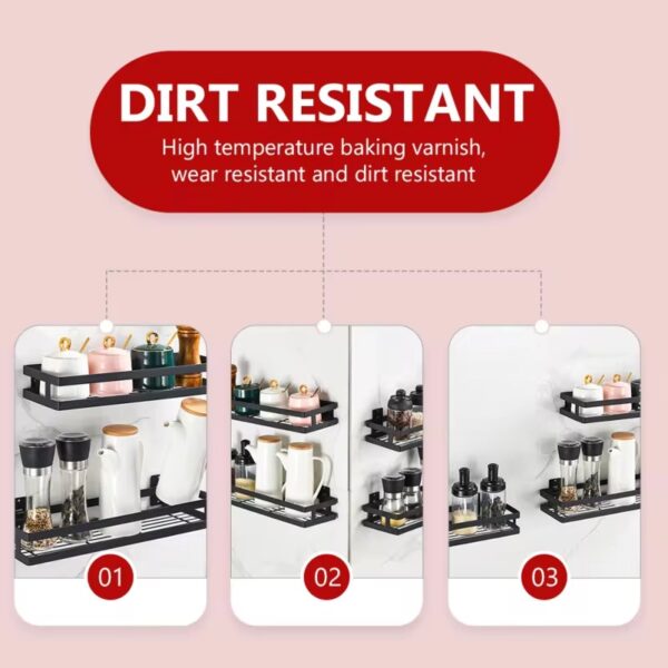 Premium Quality Metal Wall Mounted Rack Kitchen Shelf Condiment Rack Kitchen Organizer Storage Shelf - Image 3