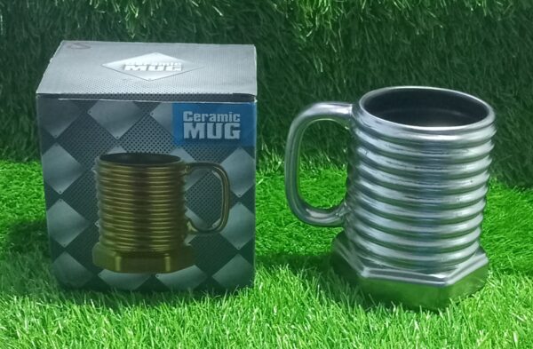 (NW00033) 3D Screw Shape Ceramic Cool Mug Coffee Mugs for Home Office- (Silver) - Image 2