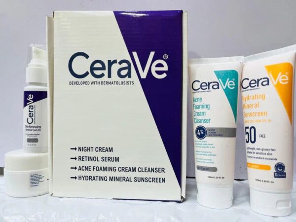 CeraVe 4 in 1 Skincare Kit Night Cream, Sunblock, Cleanser & Serum for Radiant Skin - Image 4