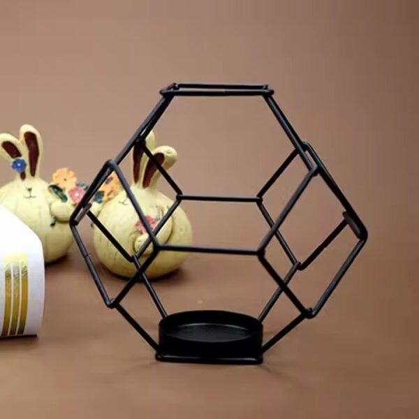 Handmade Design Black Hexagon Votive Candle Holder Brass Iron Best Quality Metal Handcrafted Indoor Candle Light (Black only) - Image 4