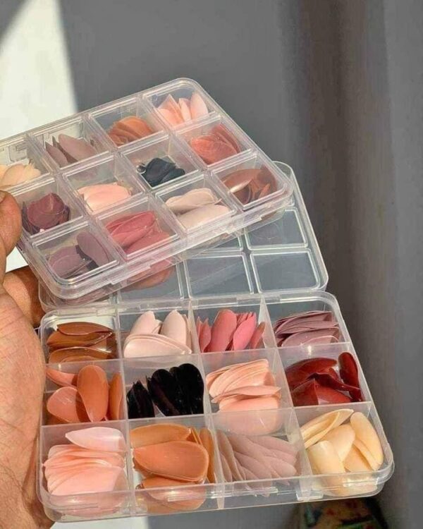 144 PCs nails box colorful and Shiny nails box (Random Color) - Image 2