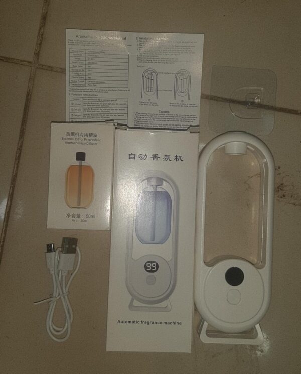 Wall Mounted Essential Oil Diffuser Rechargeable Timed Spray Digital Display Air Freshener - Image 3