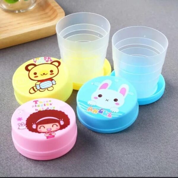 Folding Collapsible Magic Water Cup & Mug Glass for Kids, Travel & Outdoors - 1 Pc (Random color & Character)