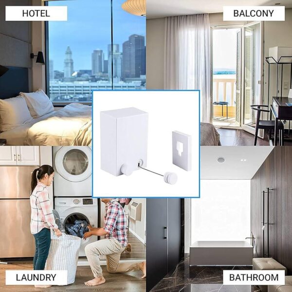 Abhsant Hot Retractable Indoor and Outdoor Clothes Wall Hanger Magic Drying Rack Balcony Bathroom Invisible Clothesline Wire Rope,Drying String for Home Balcony Room color