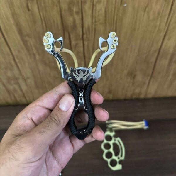 The Ultimate Slingshot Lot Imported Full Stainless Steel Body Laser Slingshot with Flat Rubber Band (Random design) - Image 11