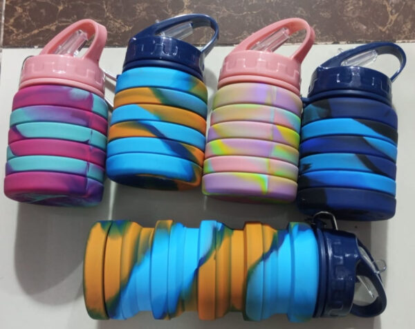 Silicone Collapsible Water Bottles BPA free for gym for girls (random color ) - Image 2