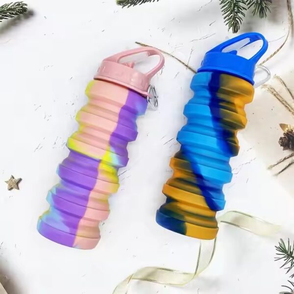 Silicone Collapsible Water Bottles BPA free for gym for girls (random color ) - Image 4
