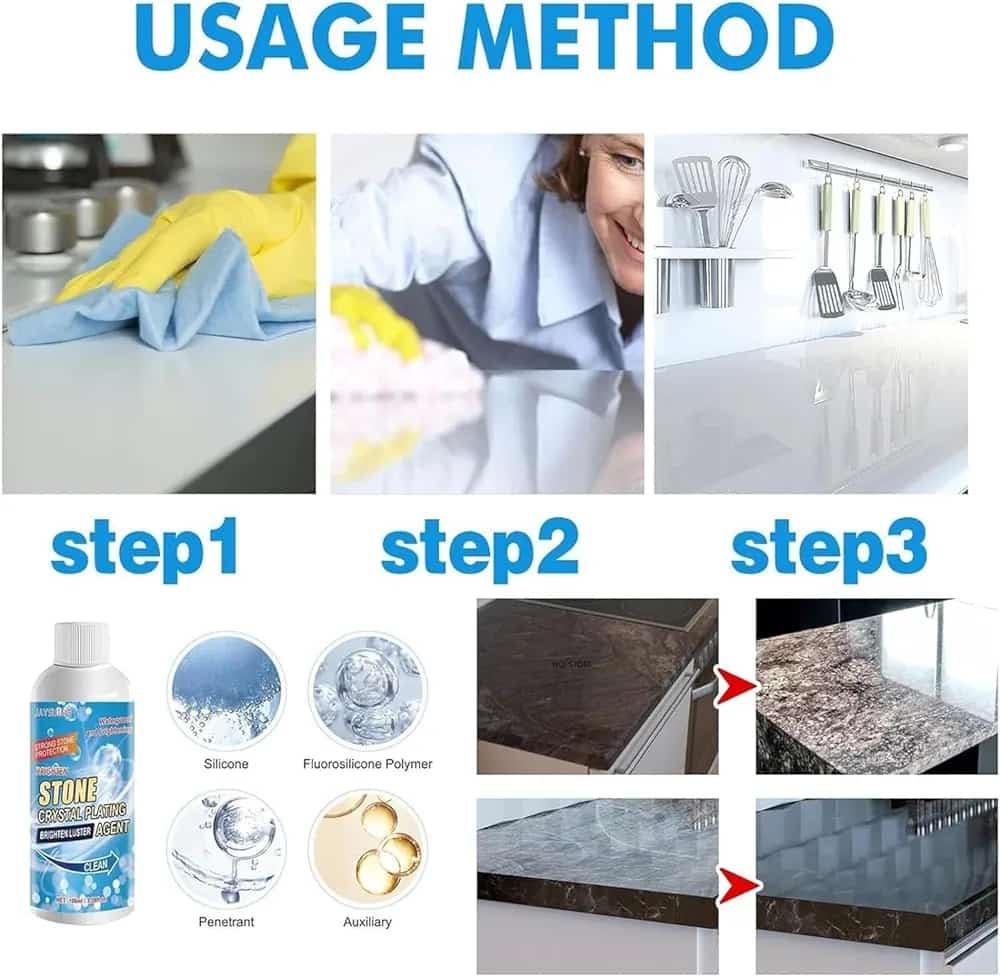 Stone crystal Agent Cleaner, Marble Cleaner and Polish, Universal Stone Cleaner(Tile cleaner) 250ml - Image 5
