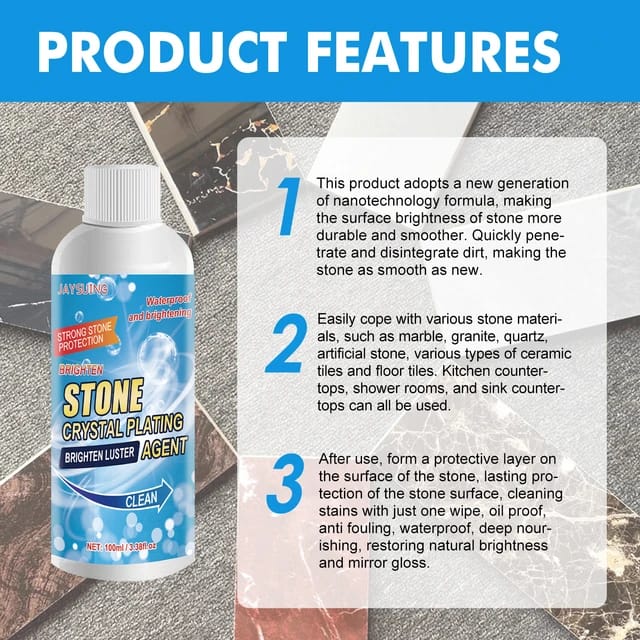 Stone crystal Agent Cleaner, Marble Cleaner and Polish, Universal Stone Cleaner(Tile cleaner) 250ml - Image 9
