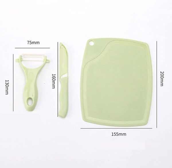 3 in 1 Ceramic Fruit Knife + Peeler + Chopping Board Set and Vagitable cutting set  (multi color) - Image 3